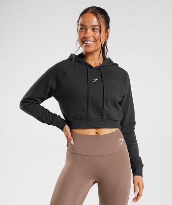 Sudadera Con Capucha Gymshark Entrenamiento Cropped Mujer Negras | CO 2031XYU